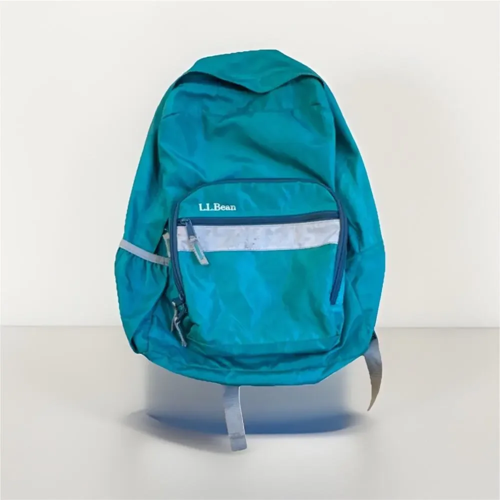 L.L.Bean Teal Hiking Backpack Reflective Accents‎ Adjustable Straps Pockets
